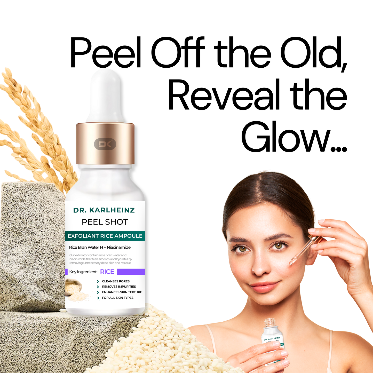 Dr. Karlheinz™ Exfoliant Glow Rice Ampoule for Radiant Skin & Deep Pore Care