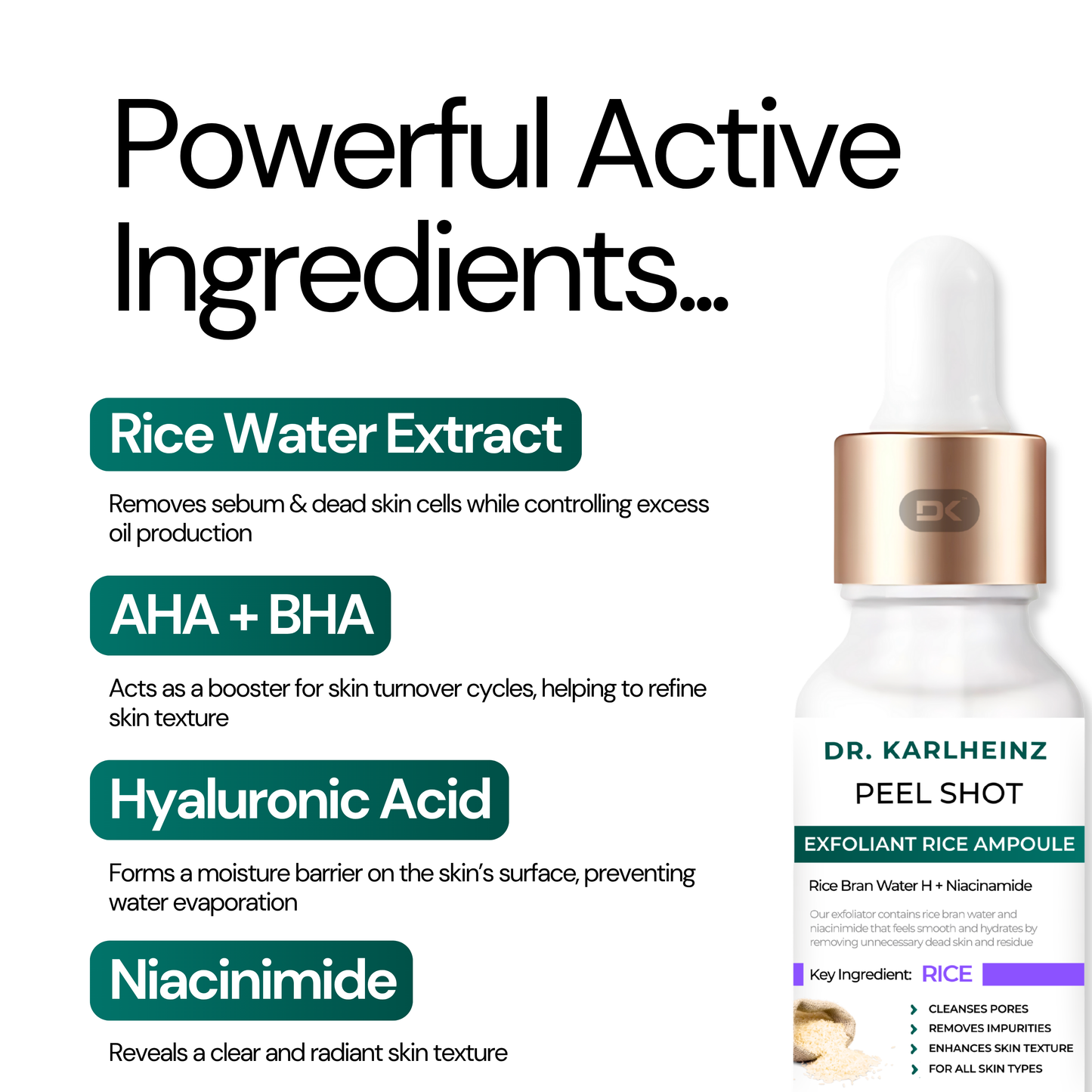 Dr. Karlheinz™ Exfoliant Glow Rice Ampoule for Radiant Skin & Deep Pore Care